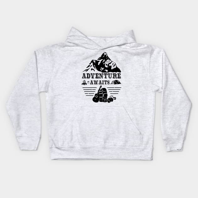 Adventure awaits Kids Hoodie by designbek